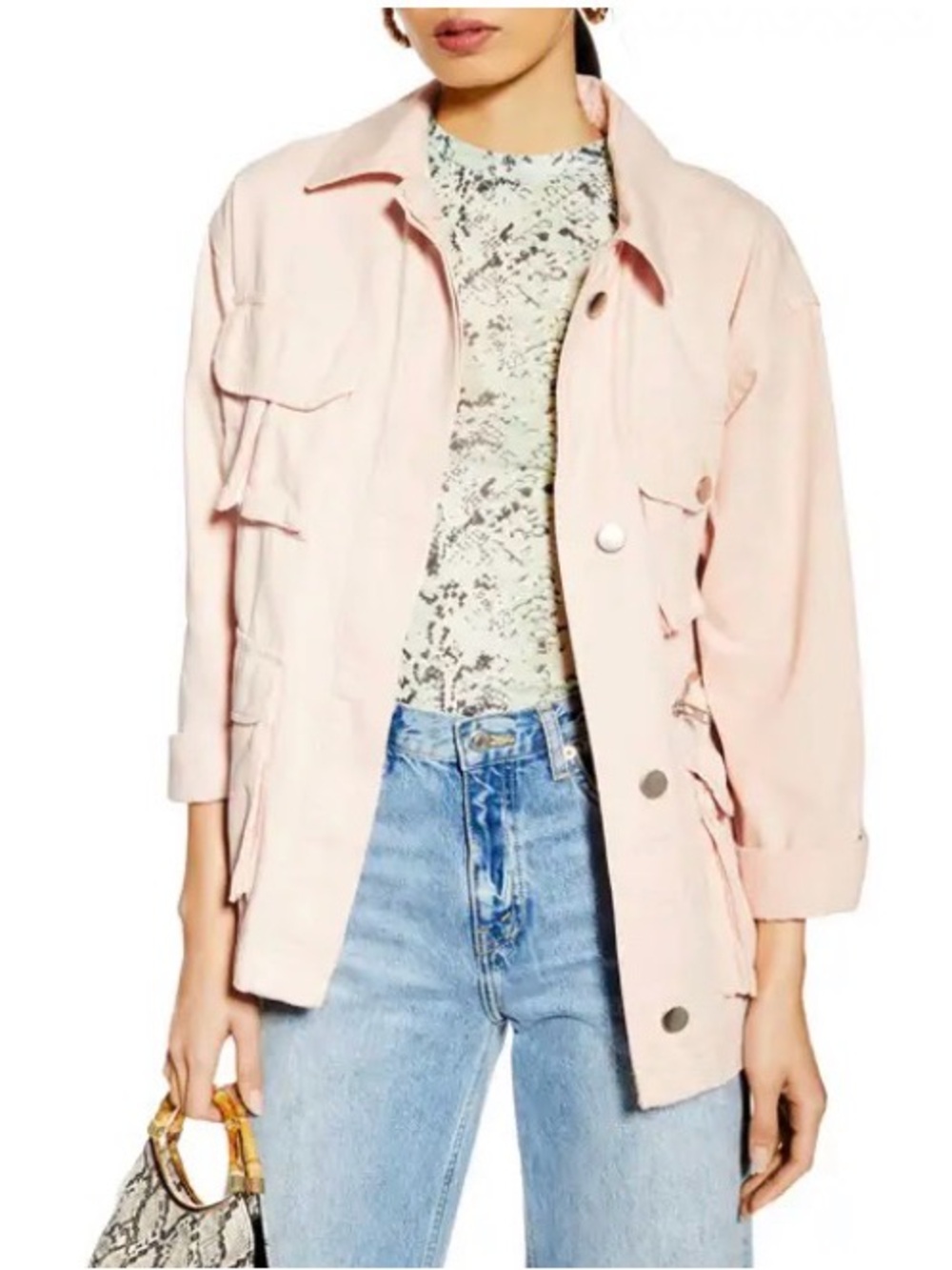 Topshop Blush Pink Utility Jacket with Zip Pockets